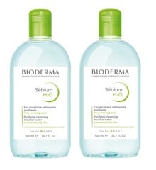 Bioderma - 2 x Sebium H2O Purifying Cleansing Micellar Solution 500 ml ((Short durability 31/8)