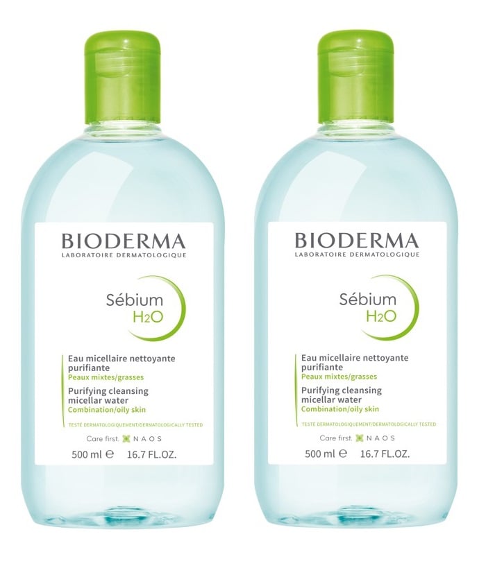 Bioderma - 2 x Sebium H2O Purifying Cleansing Micellar Solution 500 ml - Skjønnhet