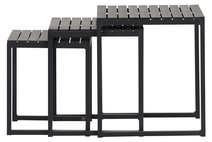 Living Outdoor - Livoe Sidetables 3 pcs - Aluminium/Polywood - Black/Black Pine (623997)