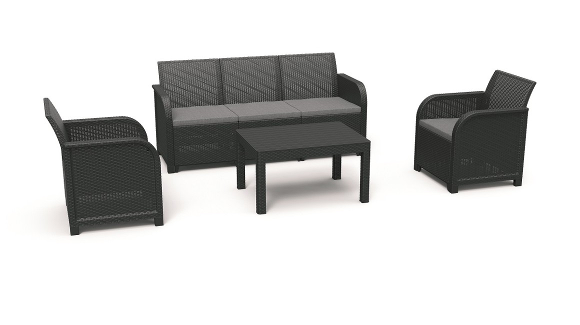 Keter - Rosalie 3 seater Sofa Lounge Set - Graphite/Cool Grey (249587)
