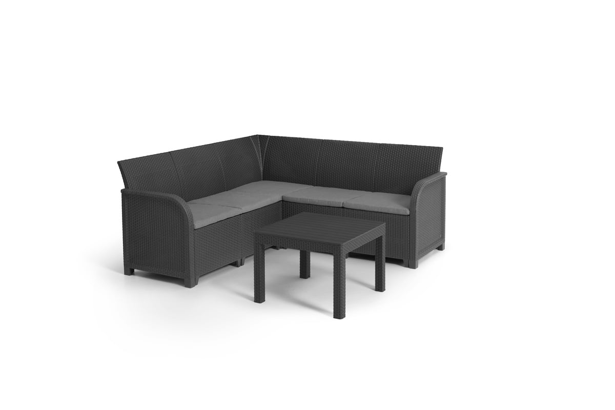 Keter - Rosalie 5 seater Corner Sofa Set - Graphite/Cool Grey (249579)