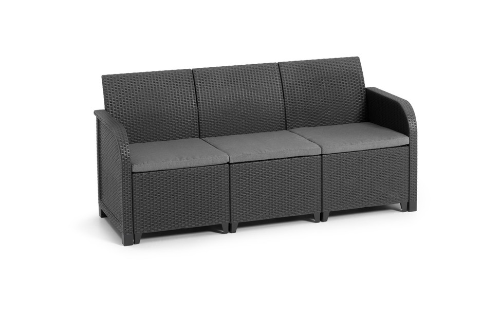 Keter - Rosalie 3 seater Garden Sofa - Graphite/Cool Grey (249599)