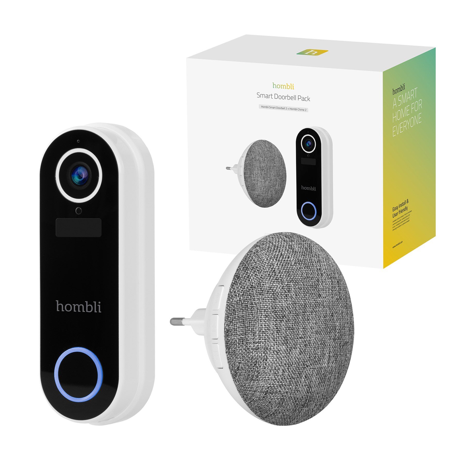 Hombli - Smart Doorbell 2 Promo Pack (Doorbell 2 + Chime 2) White - Elektronikk