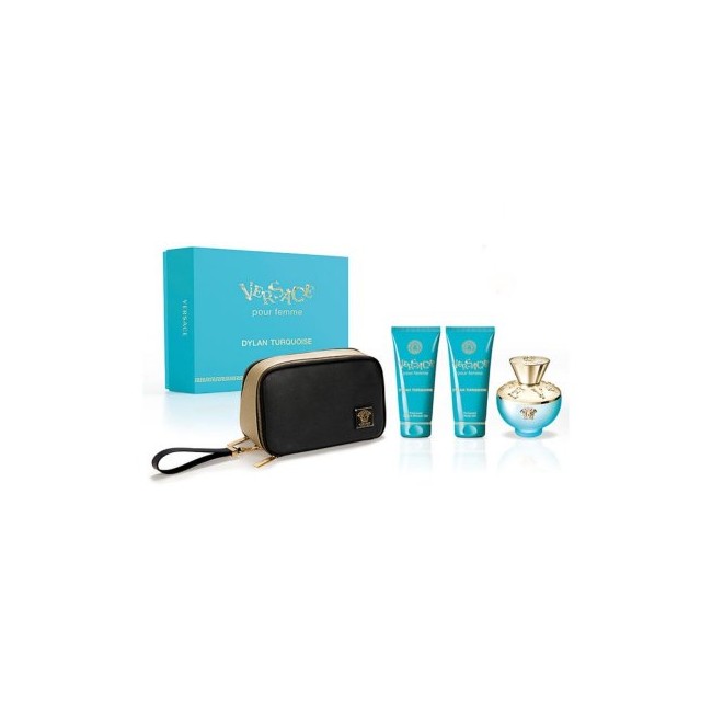 Versace - Dylan Turquoise  EDT 100 ml + SG 100 ml + BL 100 ml + Pouch - Gavesæt