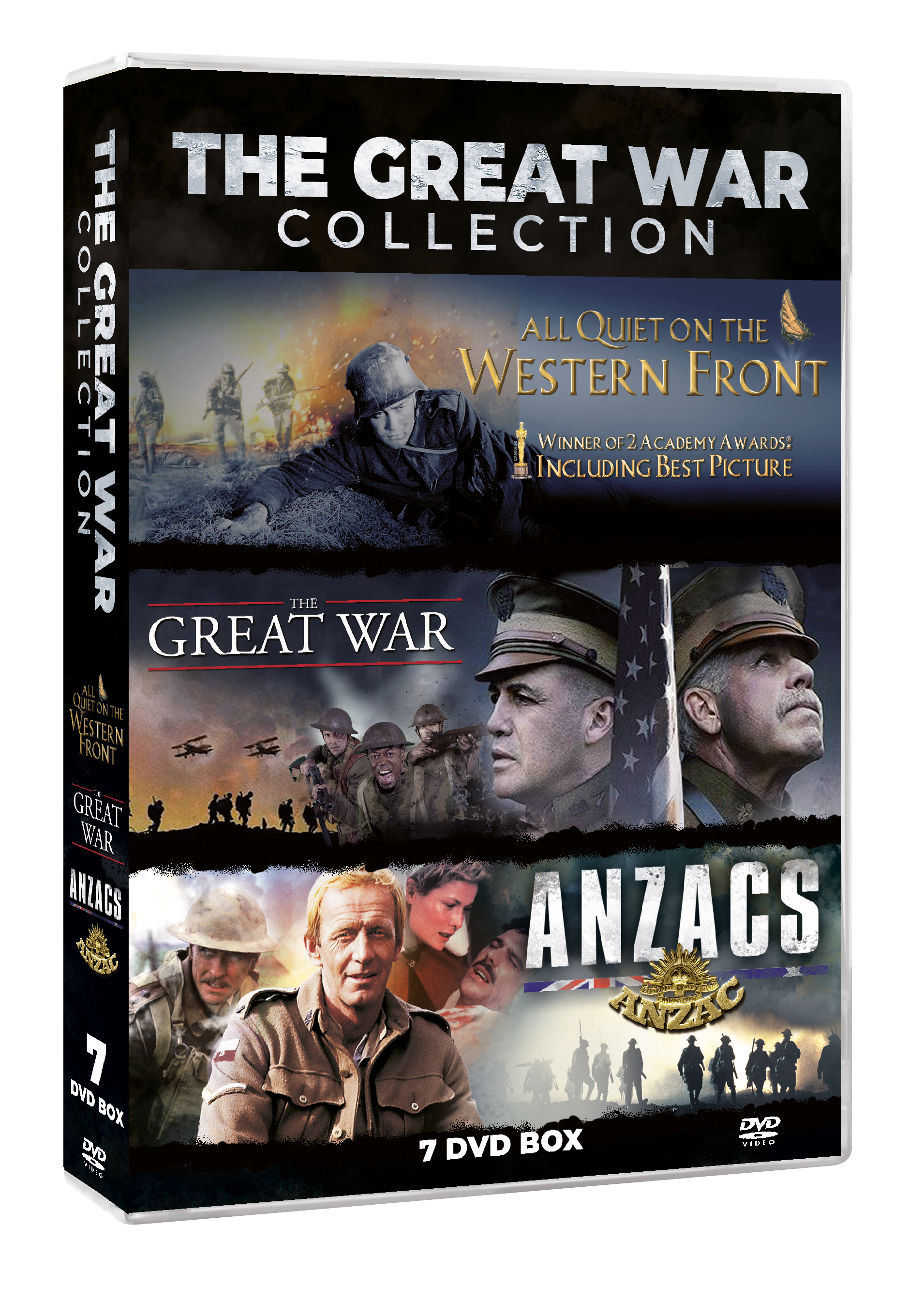 THE GREAT WORLD WAR 1 COLLECTION (7DVD BOX SET: LIMITED EDITION CONTAINS: Anzacs 5DVD MINISERIES - Great War 1 DVD - All Quiet on the Western Front 1 DVD Oscar Winner - Filmer og TV-serier