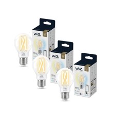 WiZ - 3xA60 Klar Lampa E27 Justerbart Vitt - Paket