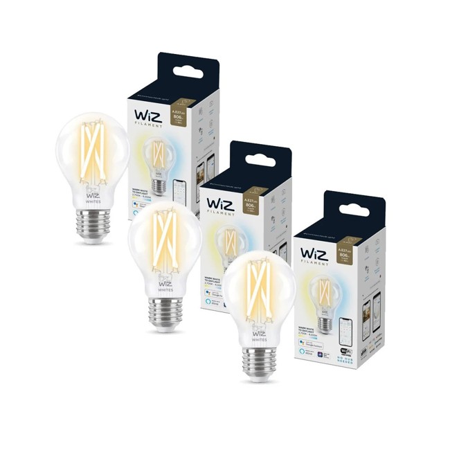 WiZ - 3xA60 Klar Lampa E27 Justerbart Vitt - Paket