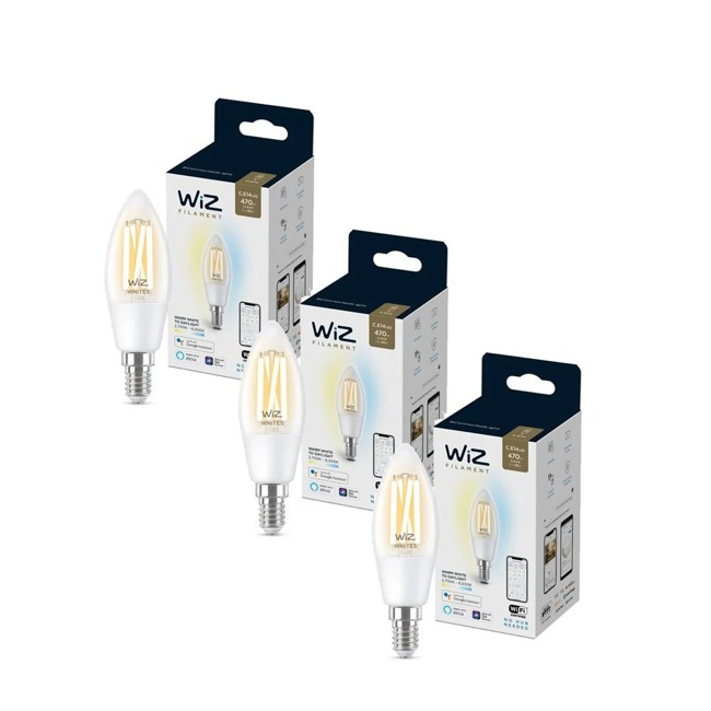 WiZ - 3xC35 Clear Candle E14 Tunable White - Bundle