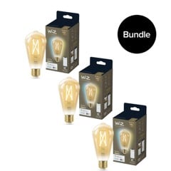 WiZ - 3xST64 Amber Lamp E27 Instelbaar Wit - Bundel