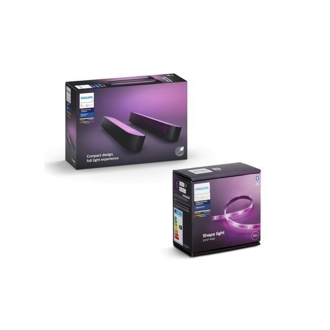 Philips Hue - Play Light Bar 2-Pack Black & lighstrip - Bundle