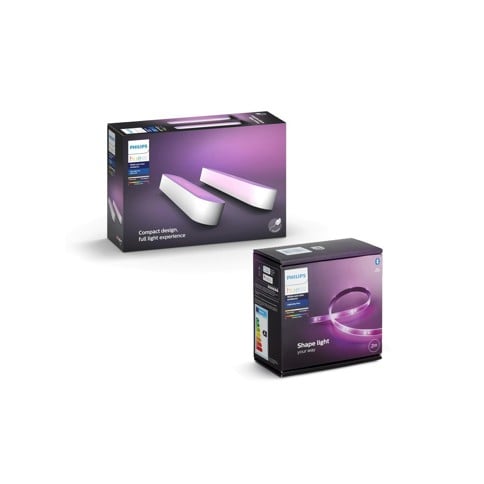 Philips Hue - Play Light Bar 2er-Pack Weiß & Lightstrip - Bundle