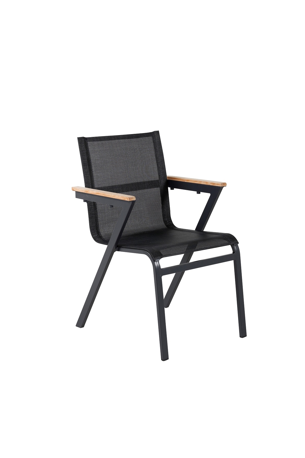 Venture Design - Mexico Garden Chair -  Alu/Textilene/Teak box - Black/Black (6083-520)