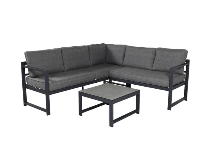 Venture Design - Salvador Garden Corner Sofa with Cushion - Alu/Metal - Black /Grey (4160-408)