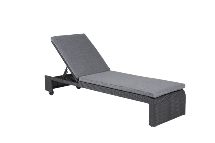 Venture Design - London Sunbed with Cushion - Rattan - Black/Grey (9262-001)