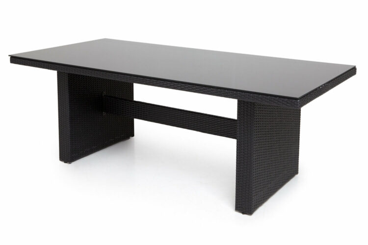 Venture Design - Padova Garden Table 200x100 cm - Rattan/Glas - Black (7131-001)
