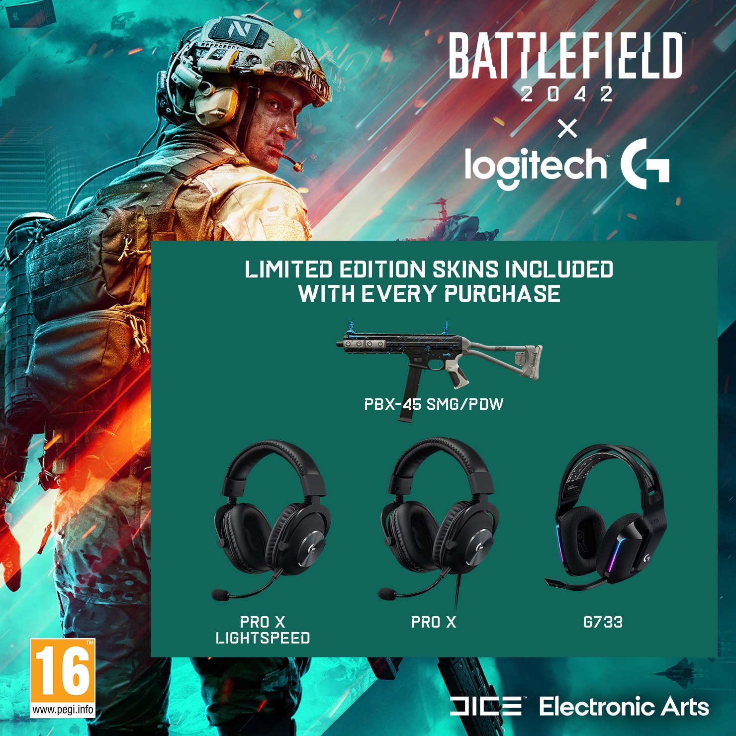 Logitech - G733 LIGHTSPEED Headset - BLACK +Battlefield PC SKIN bundle