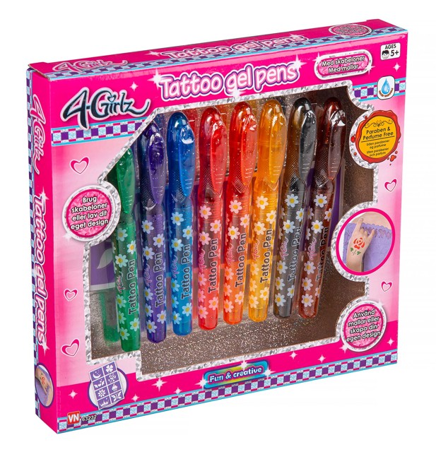 4-Girlz - 8 Tattoo Gel Pens (63232)