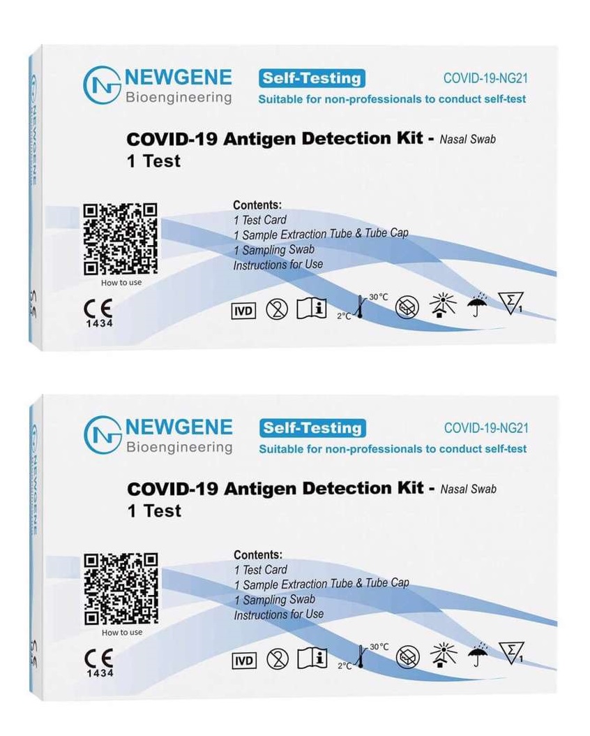 Newgene - 2 x Covid-19 SARS-CoV-2 Antigen Hurtigtest til Privatbrug/Selvtest