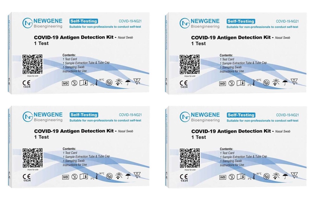 Newgene - 4 x Covid-19 SARS-CoV-2 Antigen Hurtigtest til Privatbrug/Selvtest