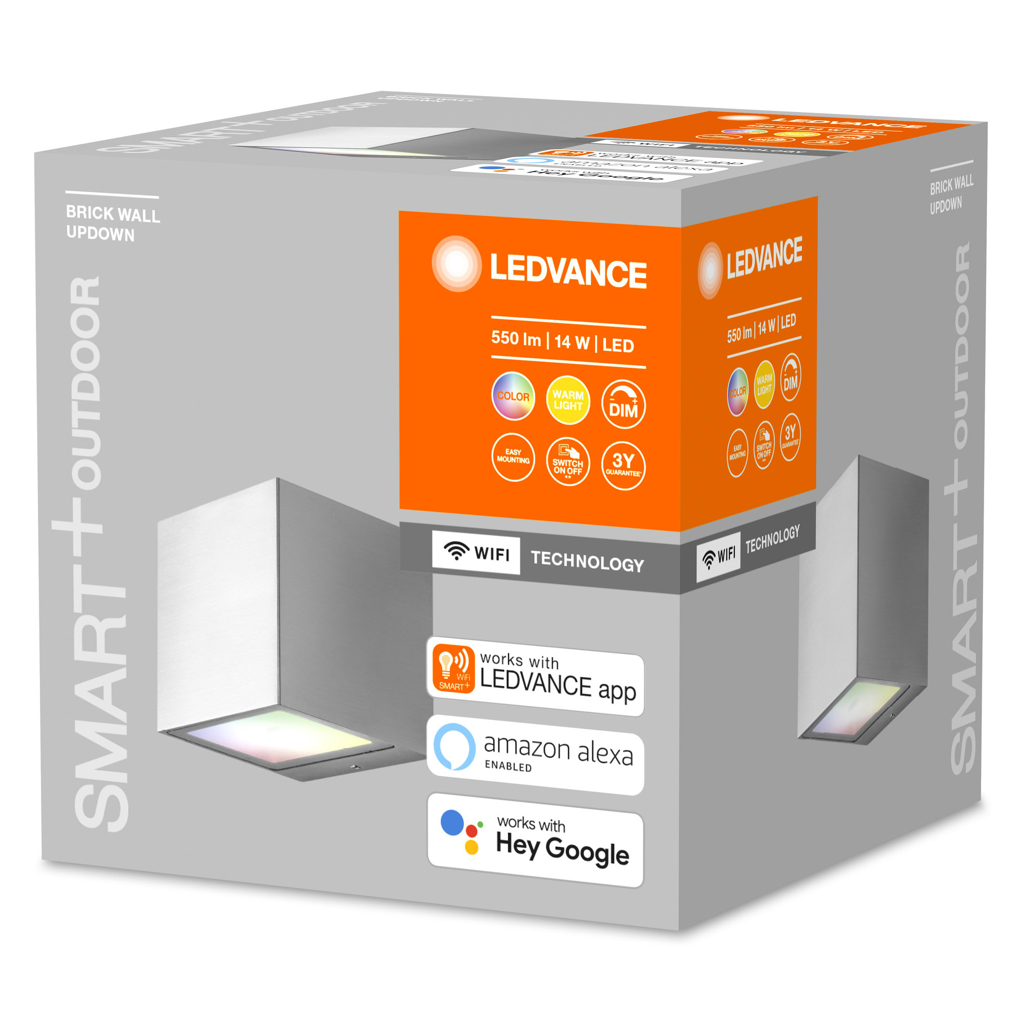 Ledvance - Smart+ - Brick Outdoor Wall Lamp Steel - RGBW - WiFi