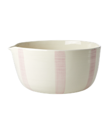 Rice - Ceramic Salad Bowl - Creme w. Pink Stripes