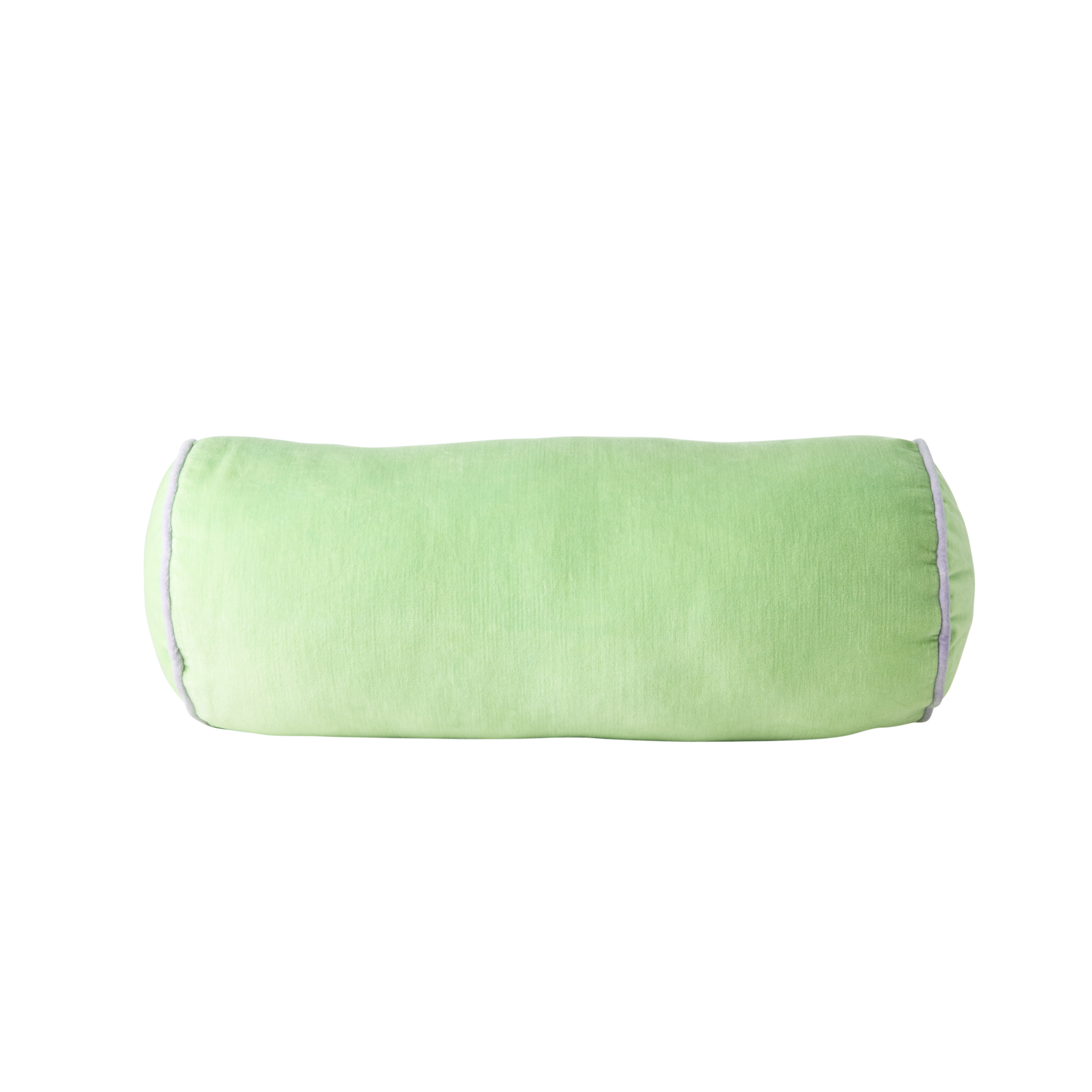 Rice - Velvet Bolster Pillow Medium - Green w. Lavender Piping