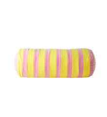 Rice - Velvet Bolster Pillow Medium -  Pink and Yellow Stripes