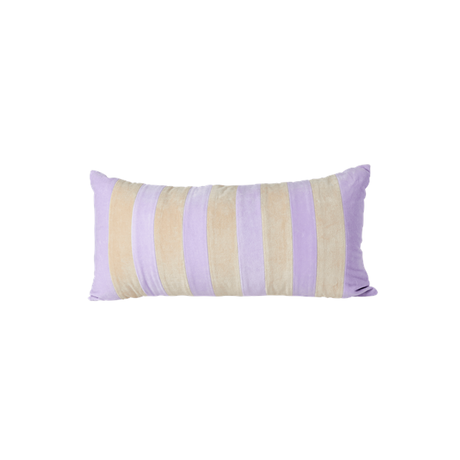 Rice - Rectangular Cushion - Medium Lavender & Beige Stripes