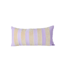 Rice - Rectangular Cushion - Medium Lavender & Beige Stripes