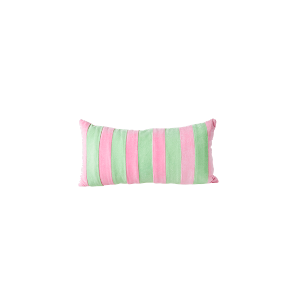 Rice - Rectangular Cushion - Small Pink & Green Stripes