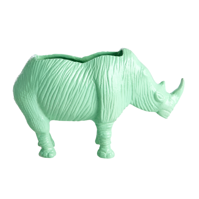 Rice - Metal Rhino Planter - Neon Green