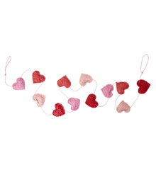 Rice - Raffia Garland Assorted - Red & Pink Hearts