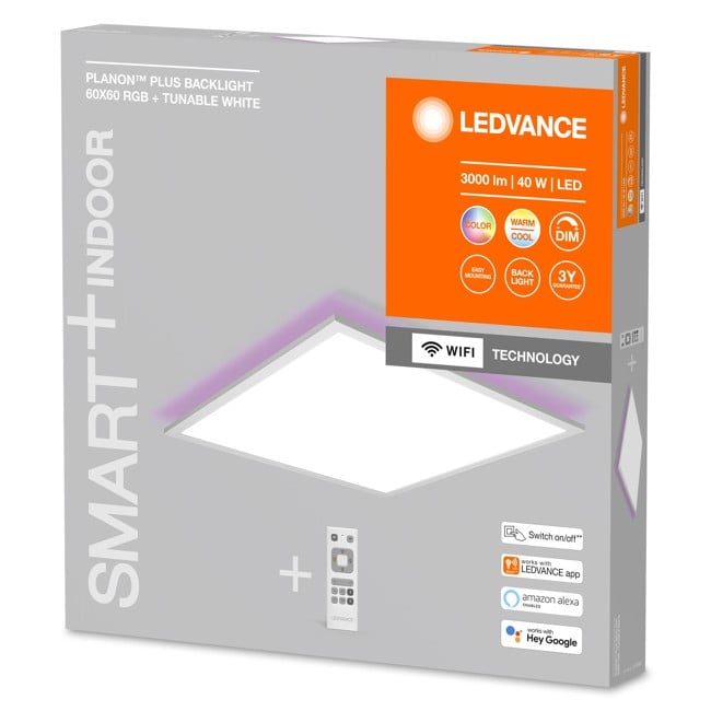 Ledvance - Smart+ Planon Plus Backlite 60x60cm 2700lm RGBTW Wi-Fi - White