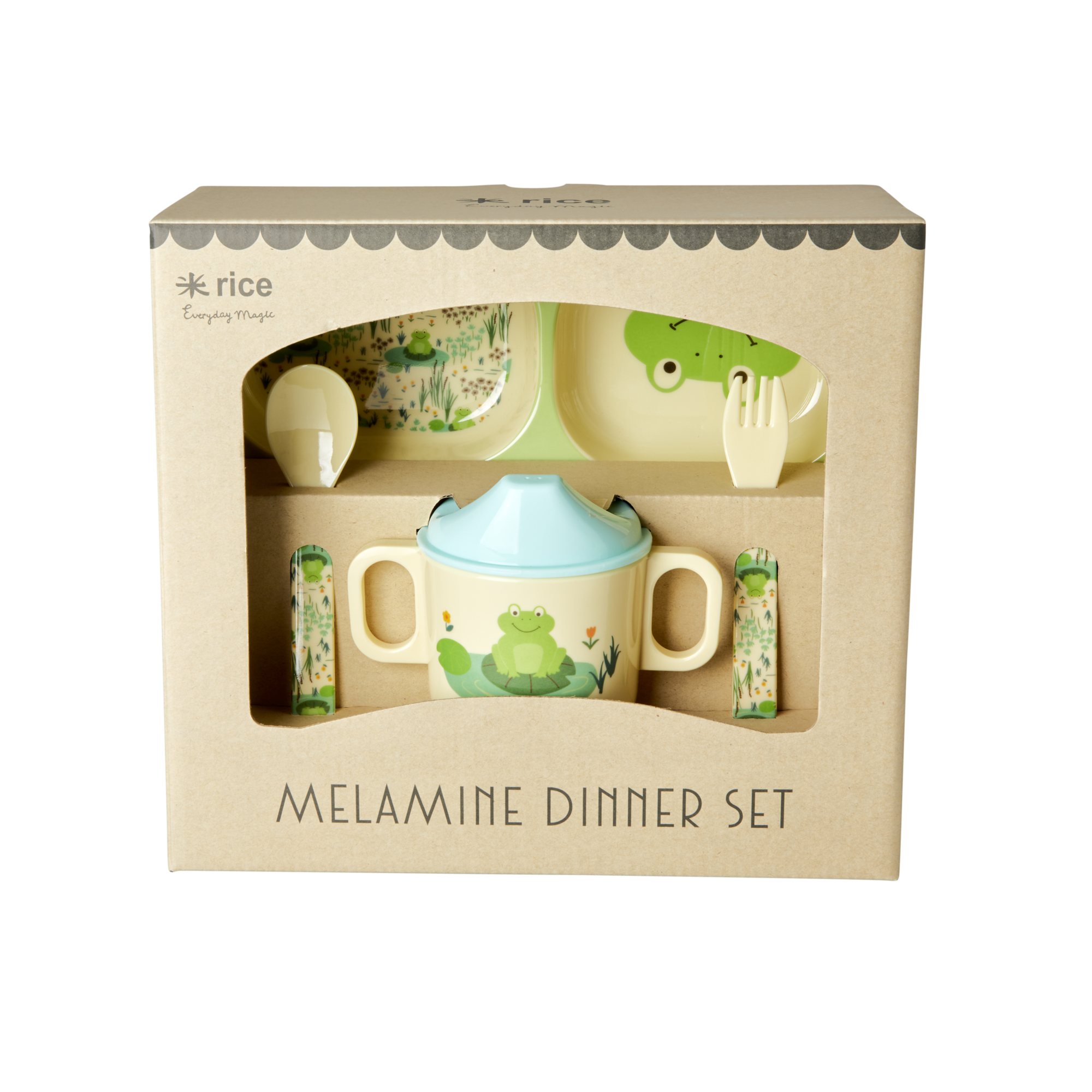 Rice - Melamine Baby Dinner Set Giftbox - Frog Print