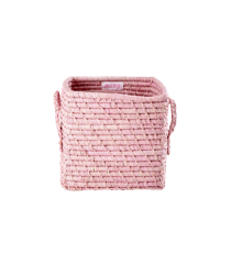 Rice - Raffia Square Basket - Soft Pink
