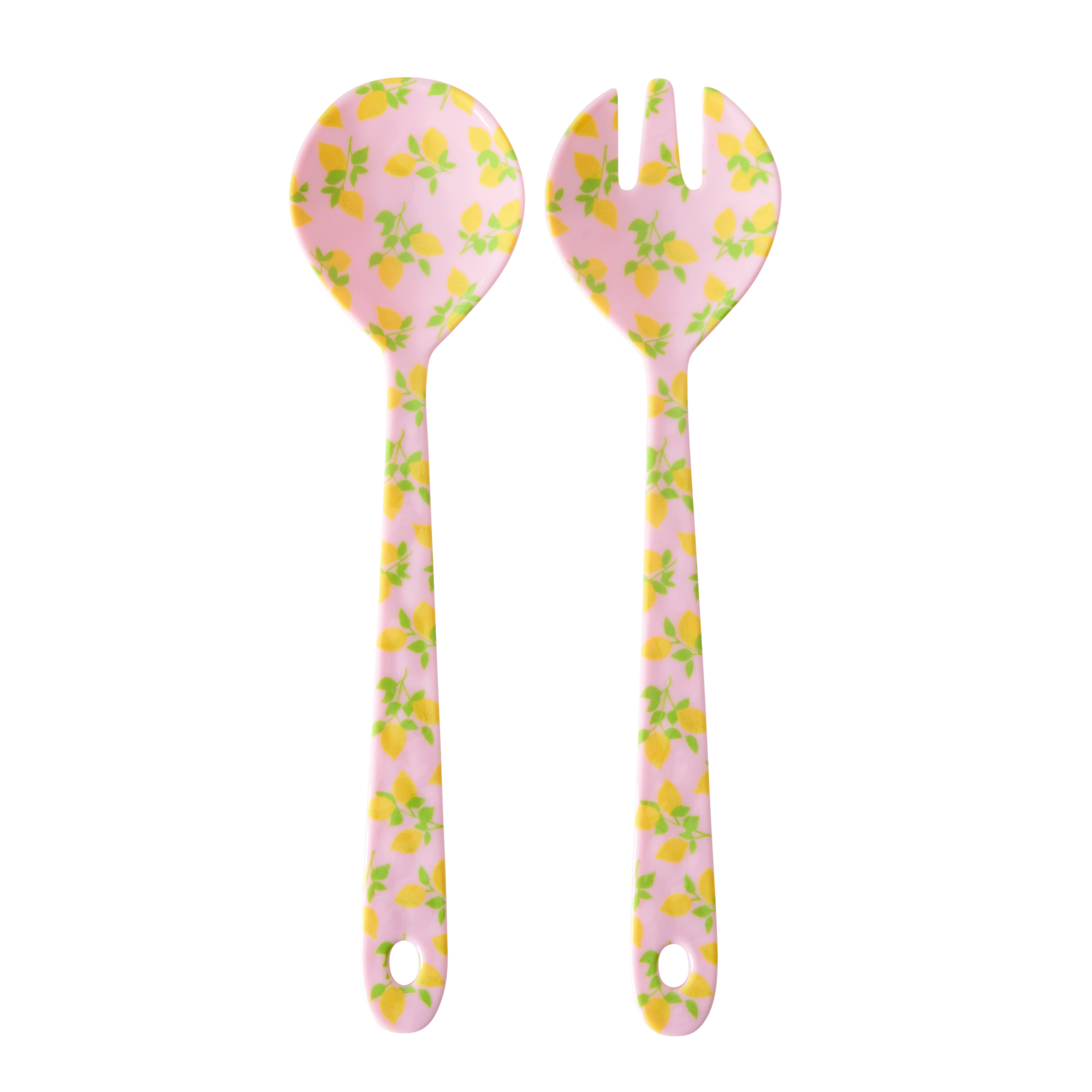 Rice - Melamine Salad Spoon & Fork -  Lemon Print