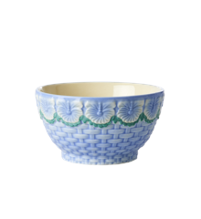 Rice - Ceramic Bowl with Embossed Flower Design Small -  Blue