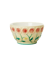 Rice - Ceramic Bowl with Embossed Flower Design Small - Creme
