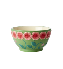 Rice - Ceramic Bowl with Embossed Flower Design Small -  Green