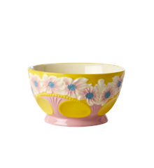 Rice - Ceramic Bowl with Embossed Flower Design Small -  Yellow