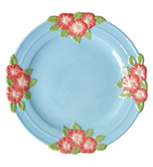 Rice - Ceramic Dinner Plate with Embossed Flower Design - Mint