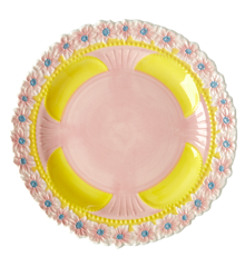 Rice - Ceramic Dinner Plate with Embossed Flower Design - Yellow