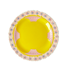 Rice - Ceramic Lunch Plate w. Embossed Flower Design - Yellow