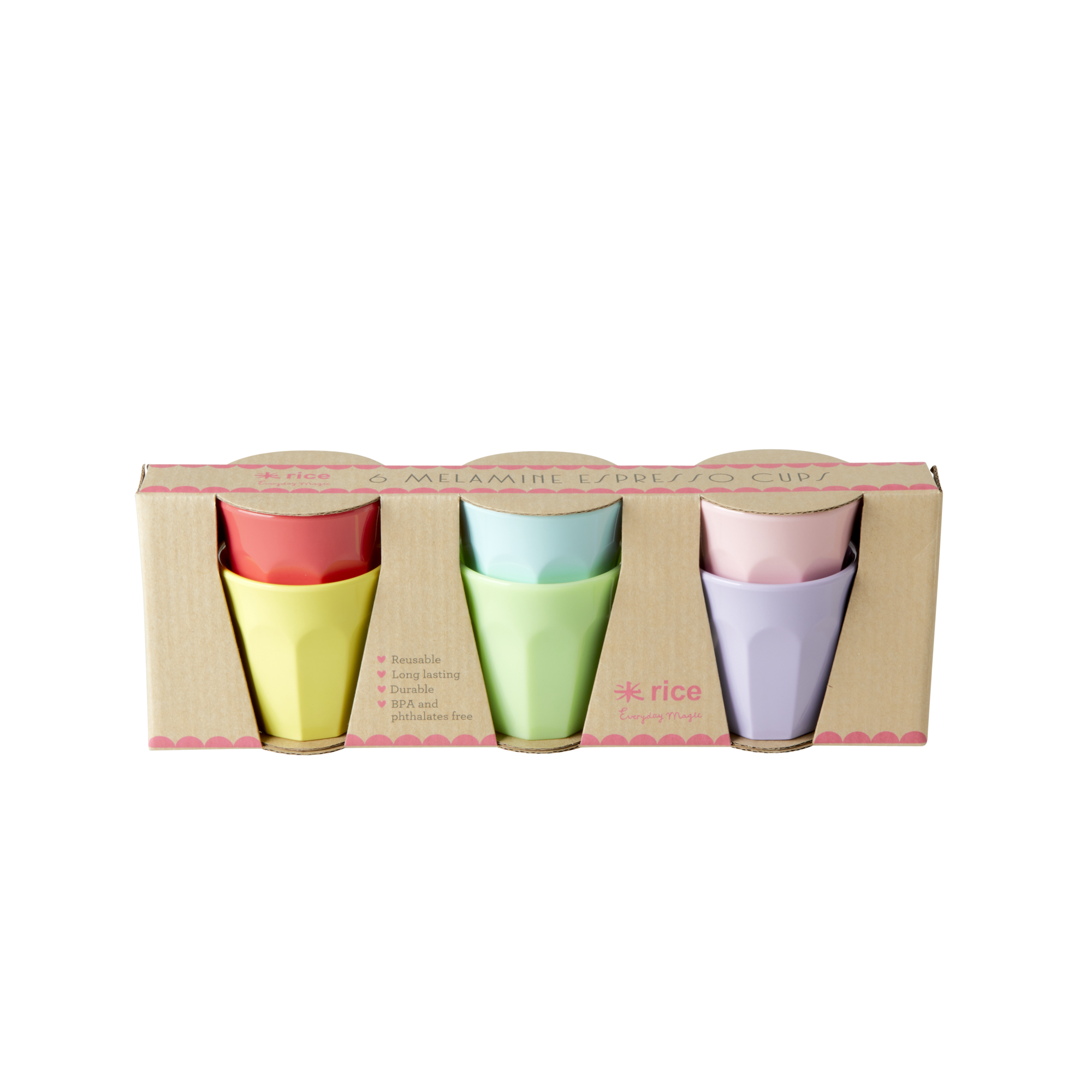 Rice - 6 Melamine Espresso Cups - YIPPIE YIPPIE YEAH Color - Hjemme og kjøkken