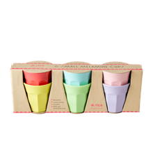 Rice - 6 Pcs Small Melamine Kids Cups - YIPPIE YIPPIE YEAH Colors