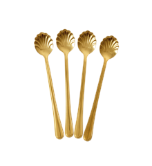 Rice - Stainless Steel Seashell Latte Spoon Set of 4 - Gold