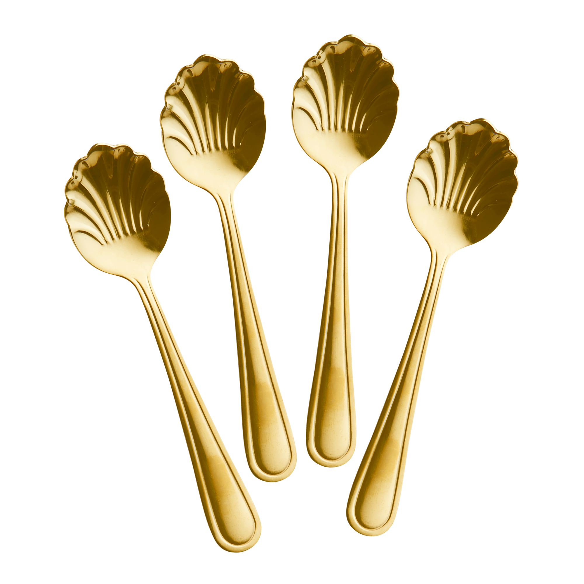 Rice - Stainless Steel Seashell Teaspoon Set of 4 - Gold