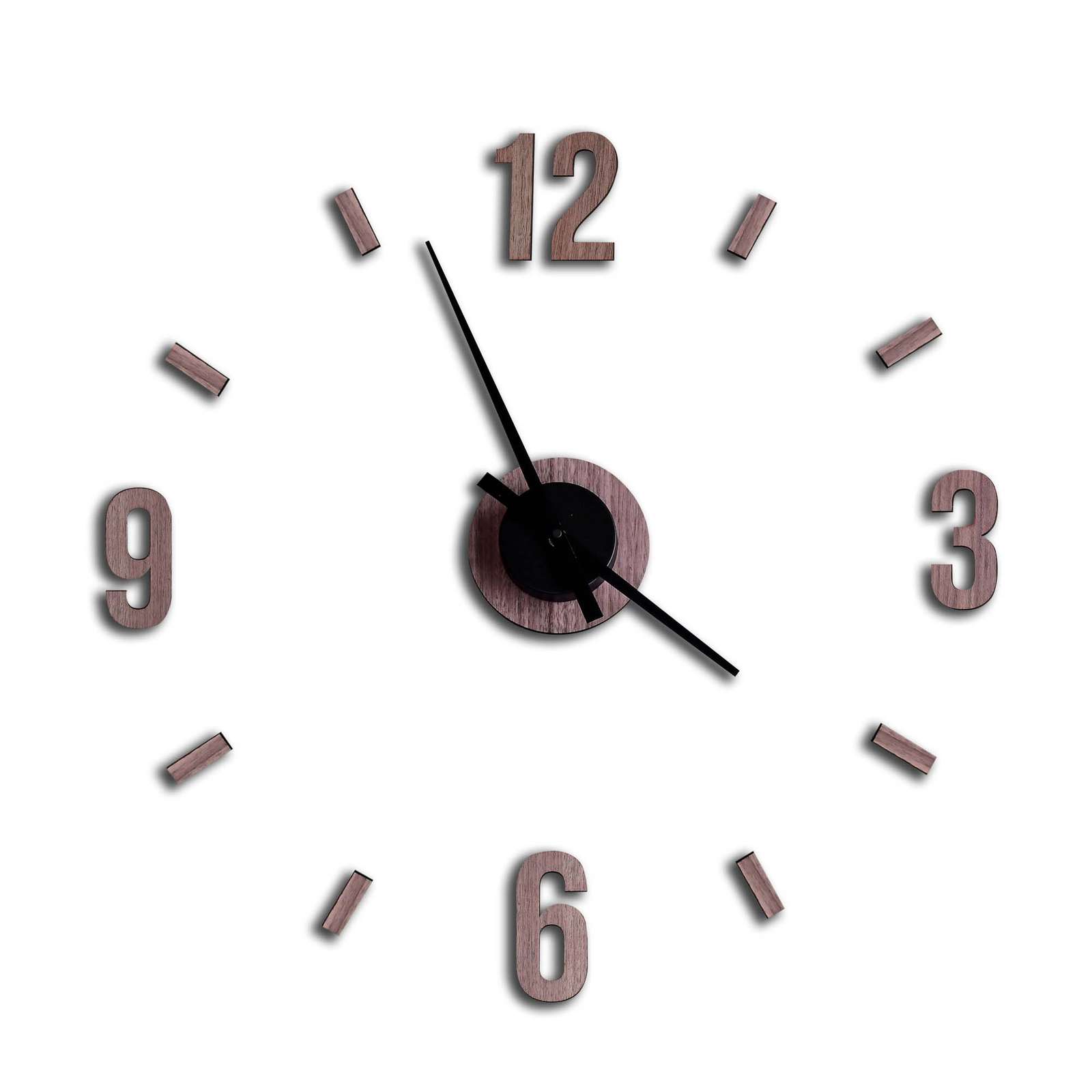 Minifabrikken - Wall clock with numbers and lines  - Walnut/Black (94063)