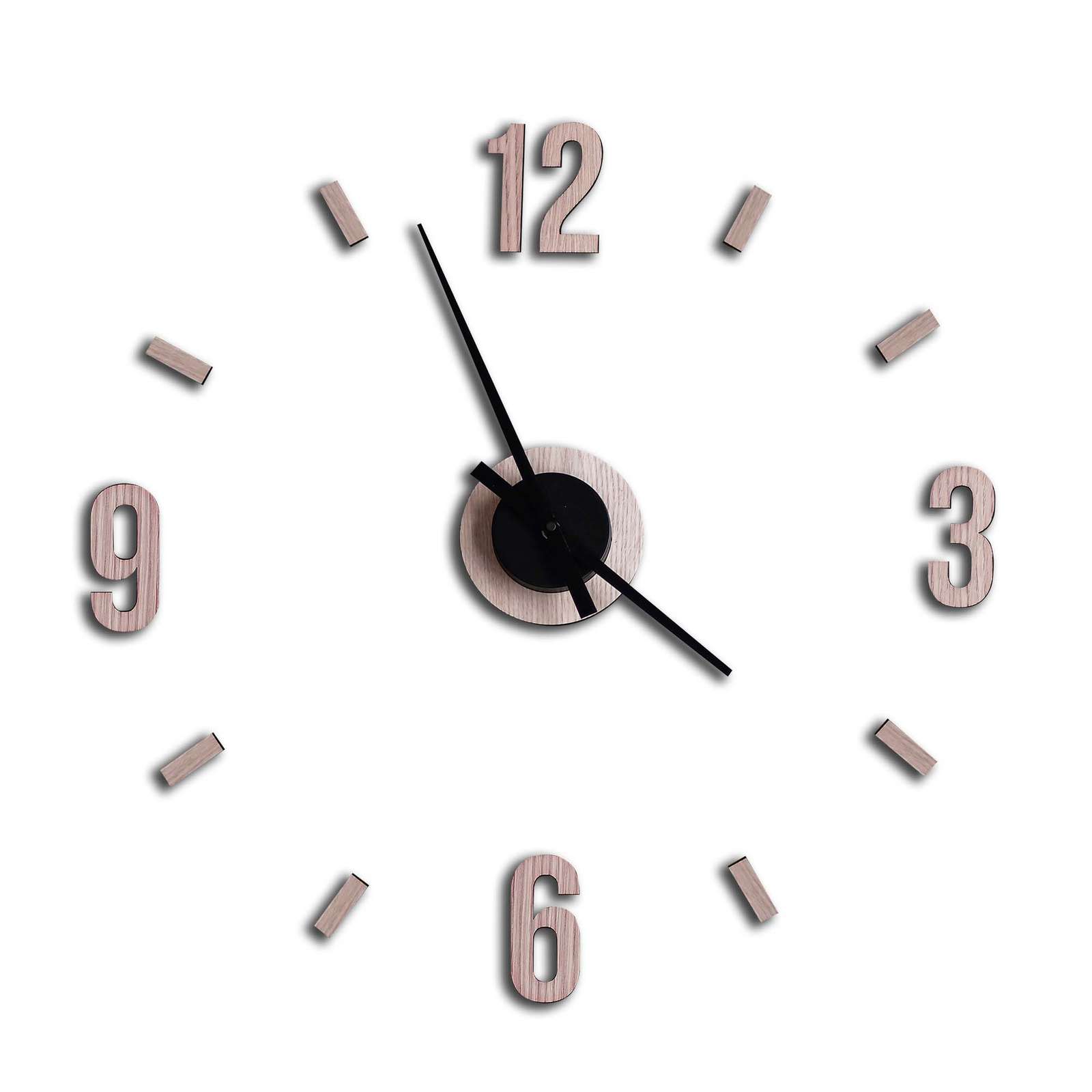 Minifabrikken - Wall clock with numbers and lines - Light Oak/Black (94064)