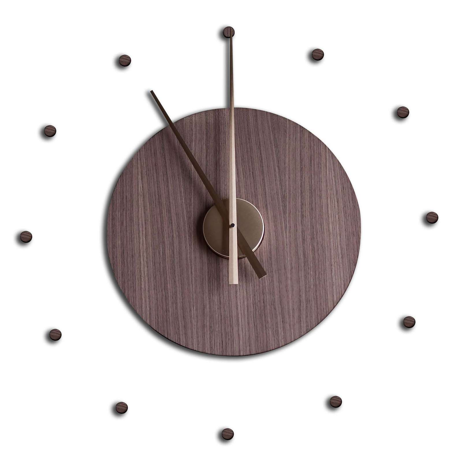 Minifabrikken - Wall clock Elegant w. dots - Walnut/Brass (94065)